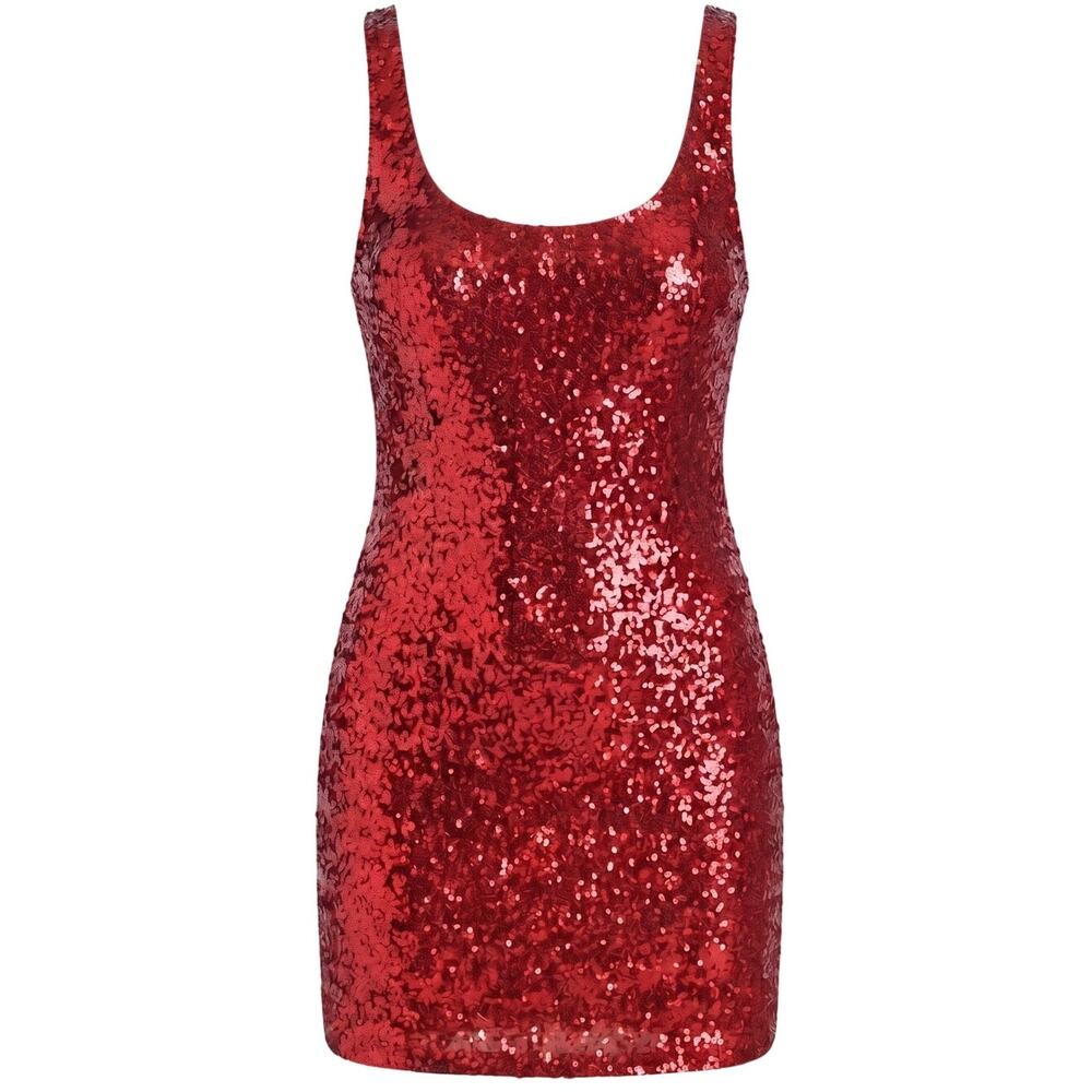 Red Sequin Mini Dress Sleeveless